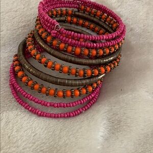 Pink and Orange Beaded Bracelet